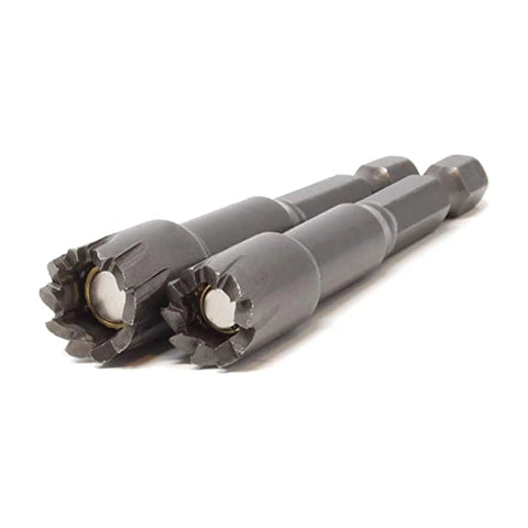 Pookie Buster Magnetic Nut Driver Set With Patented Broach Cutter And Quick Change Hex Shank Two Bit Kit, 1/4" and 5/16" sizes