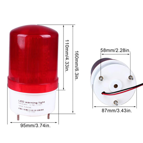 Top Shelf Industrial Led Rotating Strobe Beacon Warning Lamp Cranking Out Mean High Output Red Beam And Quick Screw Mount 110 Volt AC Wiring For Serious Site Safety Alerts