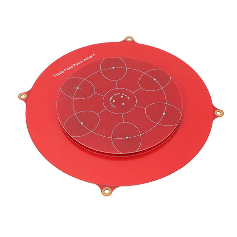 5.8GHz Triple Feed Patch Antenna for Drones and UAVs, Circular Polarized Flat Panel Array, top view on white background