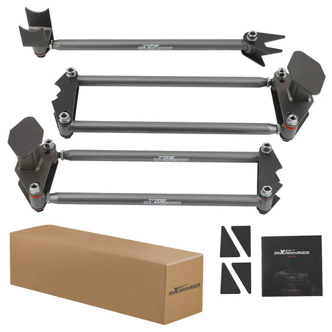 Universal Parallel Four Link Kit With Panhard Bar For Trucks Classic Cars Rat Rods And Hot Rods Rear Suspension Links For Street Ready Frame Rails Clearance Silver Gray, steel 24-inch bars