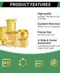 Brass Compression Sleeve Ferrule Kit 280Pcs Six Sizes 1/2 To 1/8 Inch Assortment With Nuts And Fittings, product features displayed