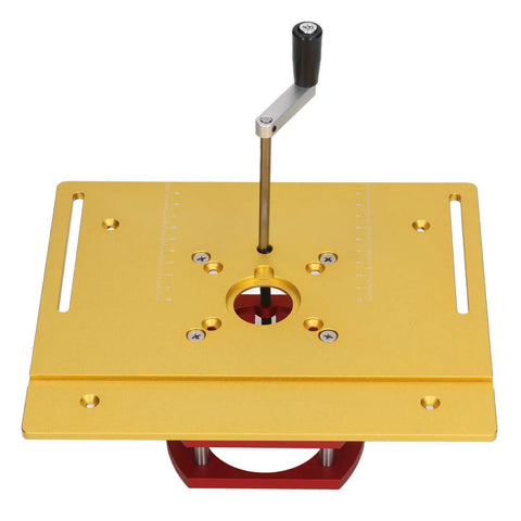 Kickass Router Lift Base For Woodworking Tables featuring a smooth crank handle, solid aluminum build, and precise height tuning.