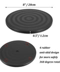 Solid Wood Lazy Susan Set Big Round Serving Tray With Hella Smooth Ball Bearing Turntable Base For Kitchen Counter and Dinner Party Centerpiece Slick Spinning Organizer Easy Setup Stand, 8 inch black tray with anti-skid rubber.