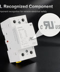 Heavy Duty 63A Modular Contactor With 2NO Poles Operating On 24V AC DC Coil Voltage showing UL recognition for electrical safety.