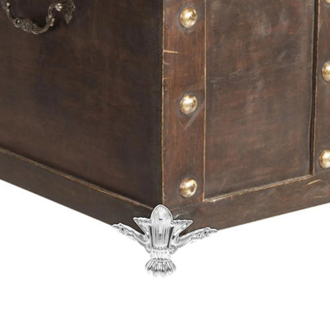 20 Piece Silver Zinc Alloy Decorative Furniture Leg Set For Jewelry Boxes And Wooden Cases With Screws Retro Style Easy To Install Durable Metal Feet For Wood Case Corner Protection, shown as ornate corner protector on wooden chest corner