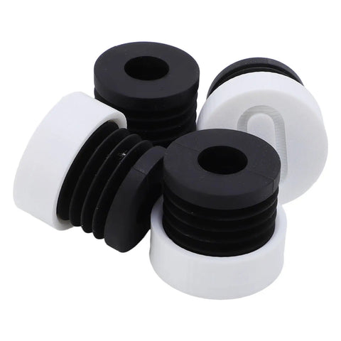 4 Piece Anti Vibration Feet And Shock Absorbing Pads for 3D Printers in black and white hard rubber and ABS, for A1 Mini printers