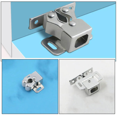 Stainless Steel Cabinet Door Catch Set With Double Roller Ball Latch Quiet Spring Action Durable Hardware For Cabinets And Cupboards