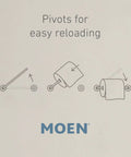 Illustration of Moen Voss Collection Double Post Pivoting Toilet Paper Holder In Oil Rubbed Bronze showing pivot mechanism.