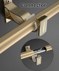 Heavy Duty Curtain Rod Set With Aluminum Alloy Brackets And Rings, Wall Mounted Drapery Rod For Sliding Doors, No Snag Glide, Patio, Living Room Or Bedroom, Smooth Glide Track System, Gold Finish, 4.9 Ft connector detail
