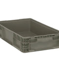 Stackable Straight Wall Container 24 Inch Long 15 Inch Wide 5 Inch High Holds Up To 175 Lbs With Injection Molded High Density Polyethylene