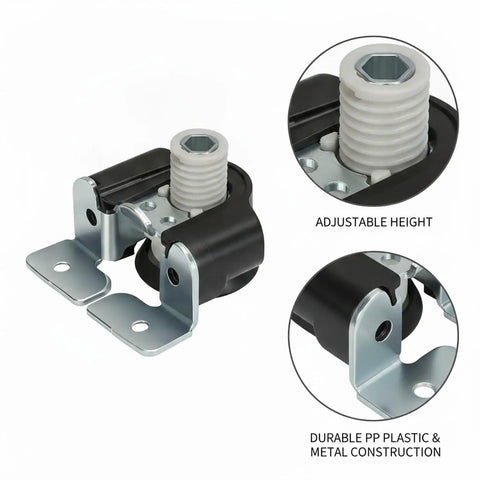 Four Point Nine Two Inch Adjustable Furniture Leveling Leg With PP Plastic Replacement Foot For Cabinets Wardrobes And Tables Black Pre Drilled Mounting Holes For Precise Height And Wobble Free Stability On Uneven Floors