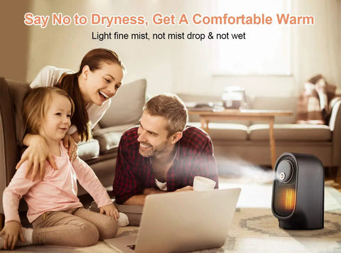Family enjoying warmth from Portable Electric Heater With Humidifier For Indoor Use Quick Heat Wide Oscillation Multi Protection Ideal