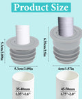 Two Pack Flexible Silicone Drain Plug For Washing Machines And Floor Drains with size dimensions for optimal fit and use.