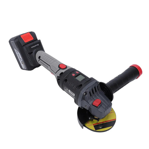 Heavy Duty 21V Cordless Angle Grinder With Brushless Motor and Rocking Head, compact design for cutting metal and wood.