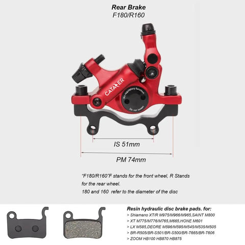 Line Pulling Hydraulic Disc Brake Calipers For MTB And Road Bikes Front And Rear Ebike Disc Brake Upgrade Kit Red Rear Caliper