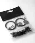 Beefed Up Front And Rear Spike Style Bumper Quick Release Fastener Kit Pack Of 4 Black in packaging, showing contents