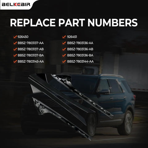 Belikebir A-pillar trim molding kit, black window moldings for Ford Explorer 2011–2019, two-piece set