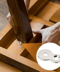Heavy Duty Figure Eight Table Connectors, Rock Solid Iron Desk Clips used for wooden furniture assembly during installation.
