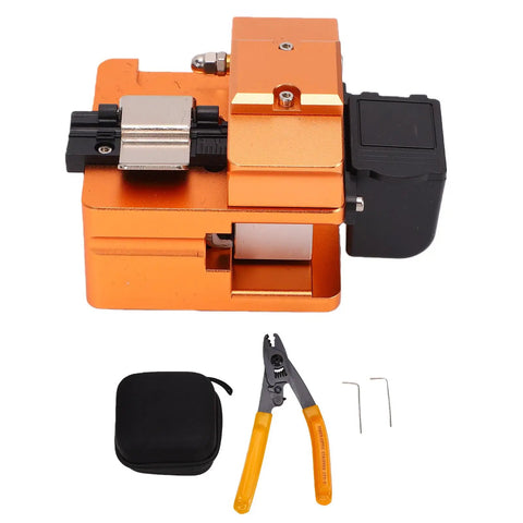 Pro Grade Optical Fiber Cutter Kit 3 In 1 Fixture With Tungsten Blades For Telecom Techs Aluminum Body