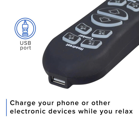 Ten Button Five Pin Replacement Hand Control For MM3702 Lift Chair Power Recliner Remote Controller No Fuss Upgrade Replacement For MM3702 Dual Motor Lift Chair Easy Install Durable 10 Button Hand Controller For Home Comfort, black with USB port