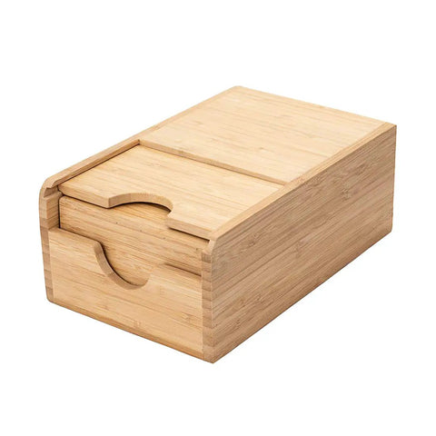 Spring Loaded Coffee Sleeve Dispenser For Homes And Restaurants Natural Bamboo Cup Sleeve Organizer Compact 9.5 Inch By 6 Inch