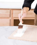 Applying Urethane Acrylic Cabinet Paint With Boss Level Finish For Cabinets And Furniture Semi Gloss Enamel White Gallon No Primer Needed Durable Adhesion To Hard To Coat Surfaces with brush.