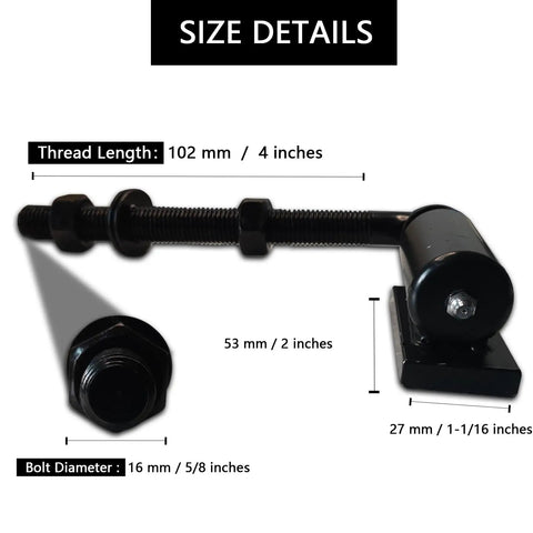 Beefy Heavy-Duty J-Bolt Gate Hinge Pair For Doors And Driveways Weld-On Steel Hinges With Ball Bearing Pivot For Large Iron Or Steel Gates Includes Bolts Nuts Washers 2 Pack, 4-inch thread length