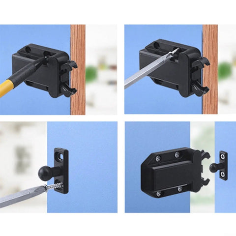 Installation process of Push To Open Cabinet Latch With Touch Release, No-Handle Push Lock for wardrobe, black finish