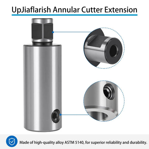 Beefy 3/4 Inch Weldon Shank Extension For Annular Cutters Cranks Magnetic Drill showing durable steel construction and design details.