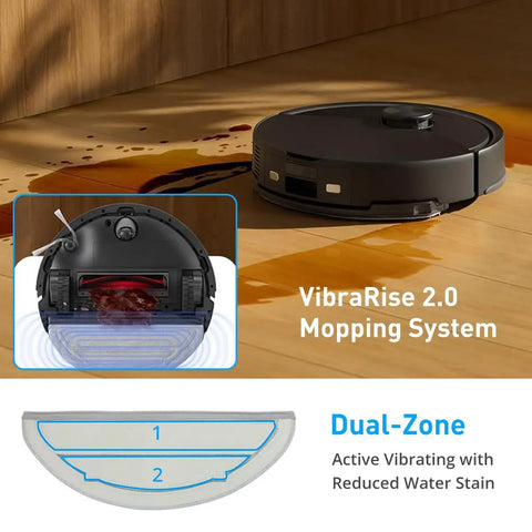 Robotic vacuum with VibraRise 2.0 mopping system, dual-zone feature, 4 Pack Replacement Mop Pads For Roborock Q10 S5 S5 Plus Q10 X5 X5 Plus