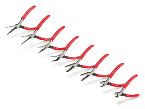 Eight Piece Mini Pliers Set For Precision Electronics And Hobby Projects Including Needle Nose Long Nose