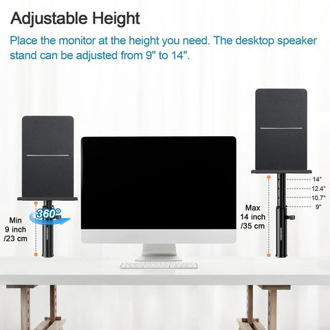Set Of Two Dope Desktop Monitor Stands With Wall Mount Option Clamp Speaker Stands For Studio Monitors with adjustable height display