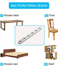 Stainless Steel Straight Brace Set For Home Improvement, Four Pieces 156 By 18 Mm Flat Brackets With 24 Included Screws shown with furniture