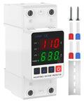 Smart Voltage Protector For 110V Homes Adjustable 1 To 63A Circuit Breaker with digital display and screws included.