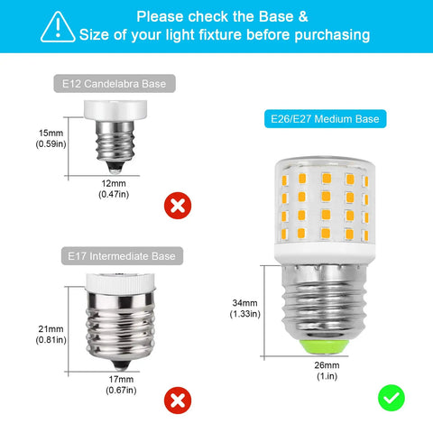 Fridge LED Light Bulb Replacement 3.5W AC100-265V E26 Base Warm White 3000K 600LM 4W Equivalent Durable Waterproof Dustproof Drop-Resistant For Freezer And Refrigerator 1-Pack