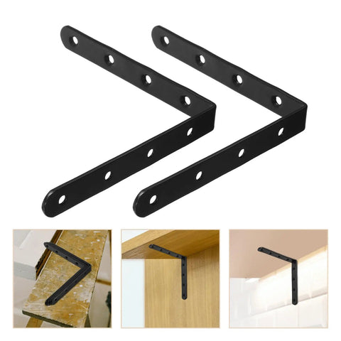 Heavy Duty Stainless Steel Straight Brackets Set Of 4 For Furniture Repair And Reinforcement, easy install for shelves and cabinets.