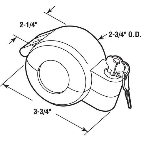 Diagram of Door Knob Lock-Out Device For Privacy, Diecast Construction In Gray Finish, Mounts Over Knob To Block Keyhole Access, Fits 2.4 Inch Diameter.