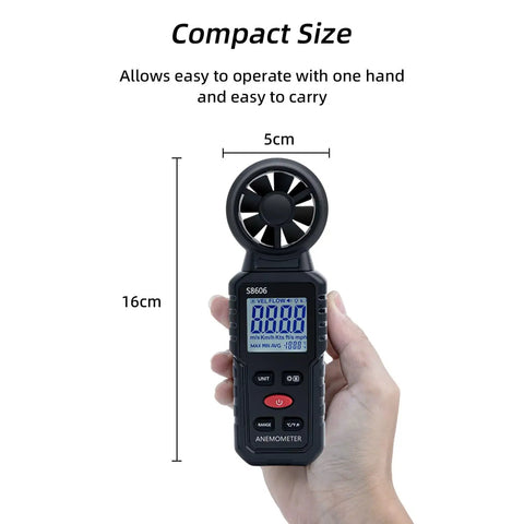 3 In 1 Handheld Wind Meter With Backlight, Ultra Accurate Wind Speed And Temperature Readouts With Beaufort Scale, Perfect For HVAC Pros, Sailing, Fishing, Outdoor Adventures, And Indoor Or Outdoor Use, 16cm tall