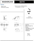 Diagram of Oil Rubbed Bronze Tub Shower Faucet Combo with Three Handle Design and Brass Shower Head Convertible for Tub and Shower