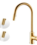 Gold High Arc Kitchen Faucet With Pull Down Sprayer, Single Handle, Dual Function Stream And Spray, Easy Install, Modern Finish