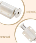 Set Of Two White Push To Open Magnetic Cabinet Door Latches showing retracted and extended positions