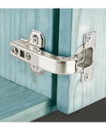Top Shelf 90 Degree Corner Cabinet Hinges Featuring Slick Silent Soft Close Buffer And Rock Solid Cold Rolled Steel Build For Zero Hassle Mounting And Smooth Daily Closure Two Pack on blue cabinet.