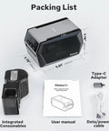 Rugged Industrial Label Printer With 2 Inch Print Head, Plug And Play Phone And Pc Sync, Beefy 2600 Mah Battery, Straight Up Job Site Workhorse For Cables, Assets, Electrical And Warehouse Markings - packing list with printer, user manual, and cables.