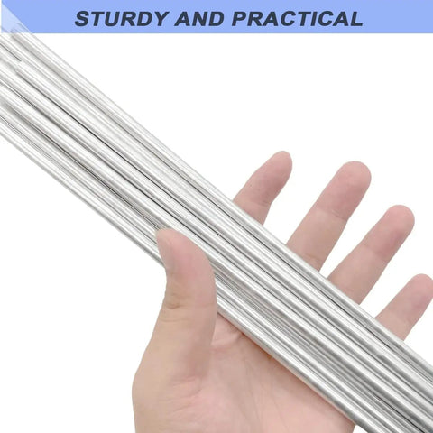 Hand holding 6061 Aluminum Round Rod 6mm Dia By 300mm Long T6511 Solid Extruded Rod For DIY Crafting and Precision Machining.