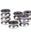 Gang Pack 10 624VV V Groove Deep Groove Ball Bearing for Guide Rail Linear Slide Sealed pack of six steel bearings stacked.
