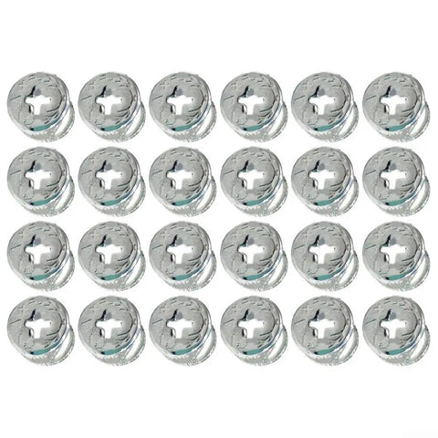 Dead Tight Zinc Alloy Cam Lock Nuts For Cabinets And Drawers Heavy Duty Furniture Connector Fasteners To Keep Wardrobes Secure For Easy DIY Fixes Pack Of 24 Pieces arranged in rows.