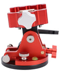 Side view of Beefy Latitude Adjustment Telescope Mount With One Quarter Inch Interface And M6 M8 Interfaces in red aluminum.