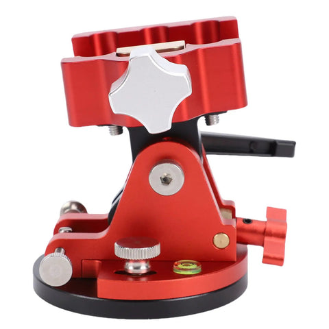 Side view of Beefy Latitude Adjustment Telescope Mount With One Quarter Inch Interface And M6 M8 Interfaces in red aluminum.
