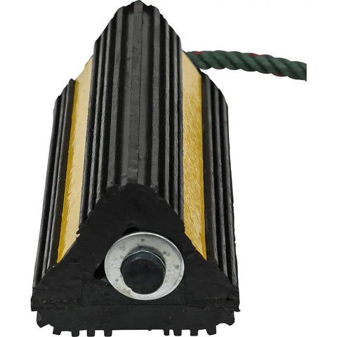 Heavy Duty Rubber Wheel Chock Set 4x4x8 With 36 Inch Nylon Rope Built Tough For Trucks Utility Vehicles And Ground Support Equipment