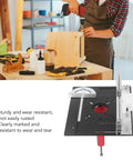Hardcore Aluminum Router Lift Rig With Stainless Steel Plate For Pro Woodworking Bench Mounts featuring smooth lift knobs on a workbench.